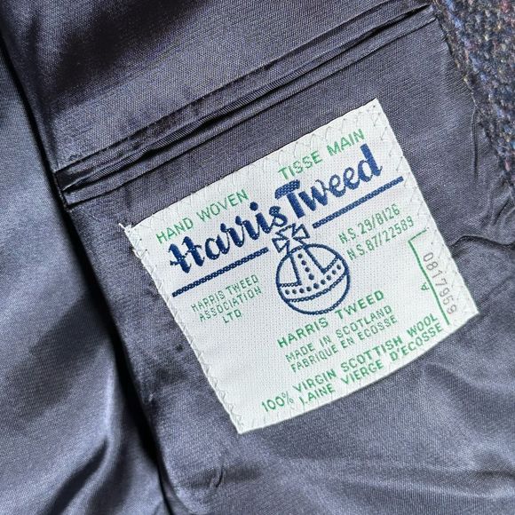 Vintage men’s navy Harris tweed blazer jacket lrg. Vintage Scottish Harris tweed - Picture 6 of 14